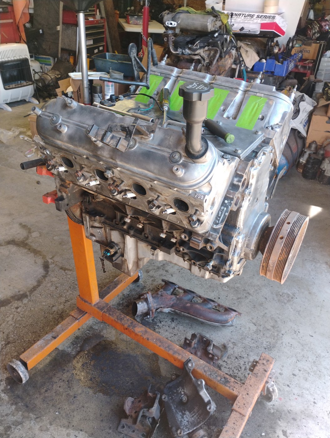 Engine during teardown for a rebuild