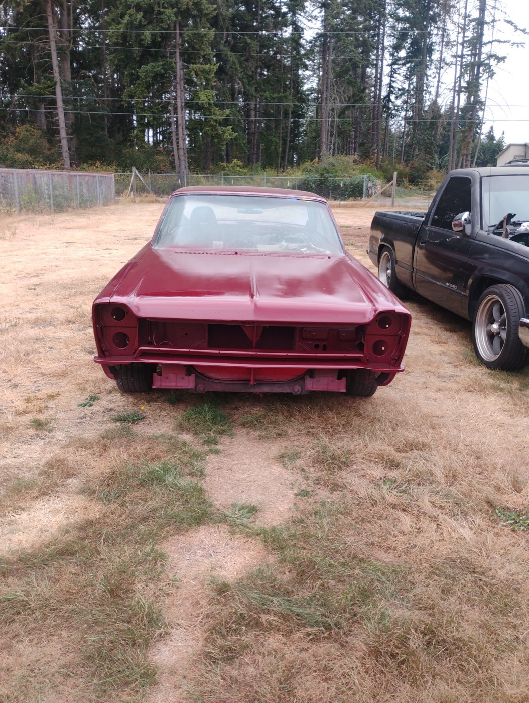 Project car in primer during restoration work